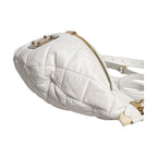 Dolce & Gabbana White Quilted Logo Plaque Belt Waist Fanny Pack Bag