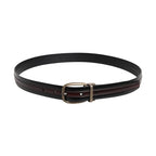Dolce & Gabbana Black Burgundy Calfskin Metal Logo Buckle Belt