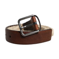 Brown Jute Leather Woven Metal Buckle Belt
