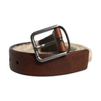 Dolce & Gabbana Brown Jute Leather Woven Metal Buckle Belt