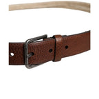 Dolce & Gabbana Brown Jute Leather Woven Metal Buckle Belt