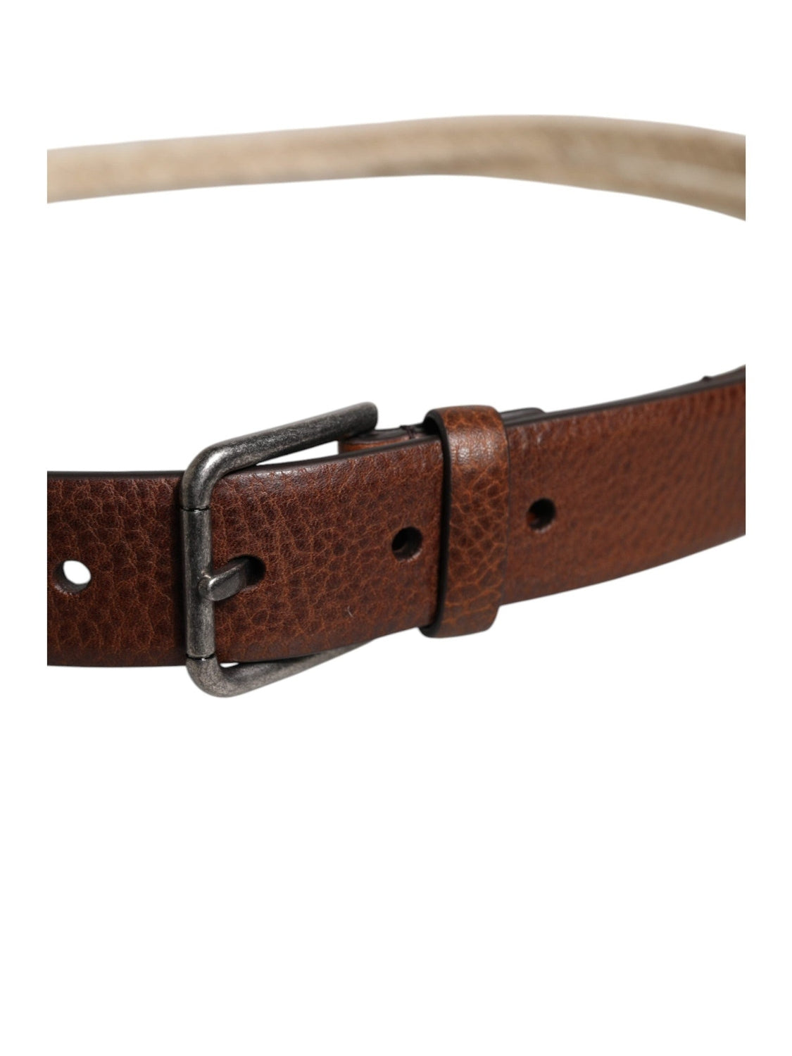 Dolce & Gabbana Brown Jute Leather Woven Metal Buckle Belt