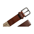 Dolce & Gabbana Brown Jute Leather Woven Metal Buckle Belt