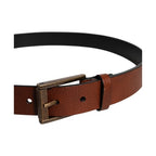 Dolce & Gabbana Brown Calf Leather Classic Metal Buckle Belt