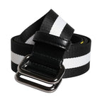 Dolce & Gabbana Black Yellow Logo Striped Metal Buckle Belt