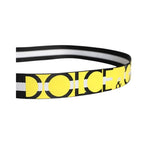 Dolce & Gabbana Black Yellow Logo Striped Metal Buckle Belt