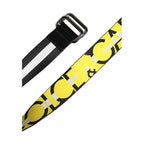 Dolce & Gabbana Black Yellow Logo Striped Metal Buckle Belt