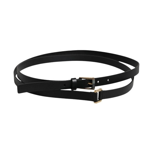 Dolce & Gabbana Black Calfskin Classic Metal Logo Buckle Belt