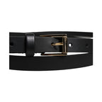 Dolce & Gabbana Black Calfskin Classic Metal Logo Buckle Belt