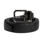 Dolce & Gabbana Black Calf Leather Classic Metal Buckle Belt