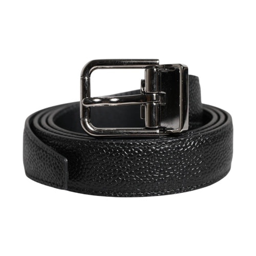 Dolce & Gabbana Black Calf Leather Classic Metal Buckle Belt