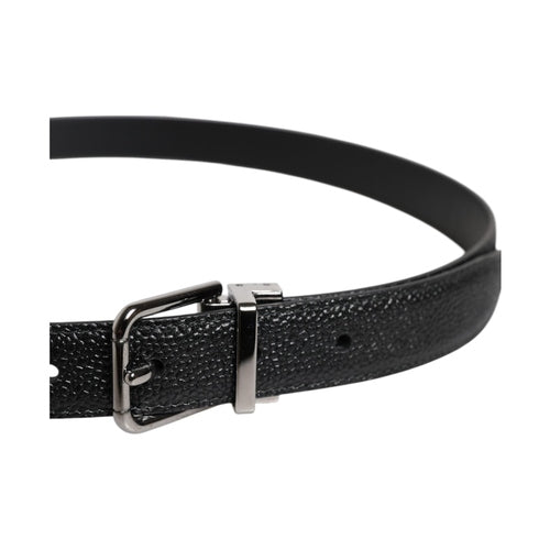 Dolce & Gabbana Black Calf Leather Classic Metal Buckle Belt