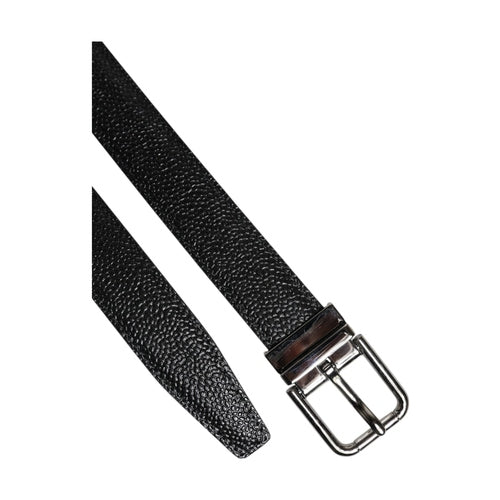 Dolce & Gabbana Black Calf Leather Classic Metal Buckle Belt