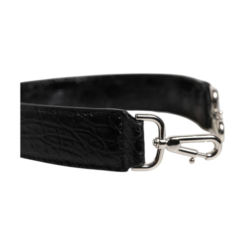 Black Alligator Leather Bag Shoulder Strap