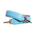 Pink Blue Leather Handle Bag Shoulder Strap