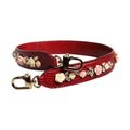 Dolce & Gabbana Red Leather Floral Embellish Bag Shoulder Strap