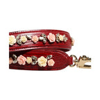 Dolce & Gabbana Red Leather Floral Embellish Bag Shoulder Strap