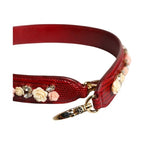 Dolce & Gabbana Red Leather Floral Embellish Bag Shoulder Strap