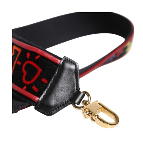 Dolce & Gabbana Black Cotton Printed Bag Shoulder Strap