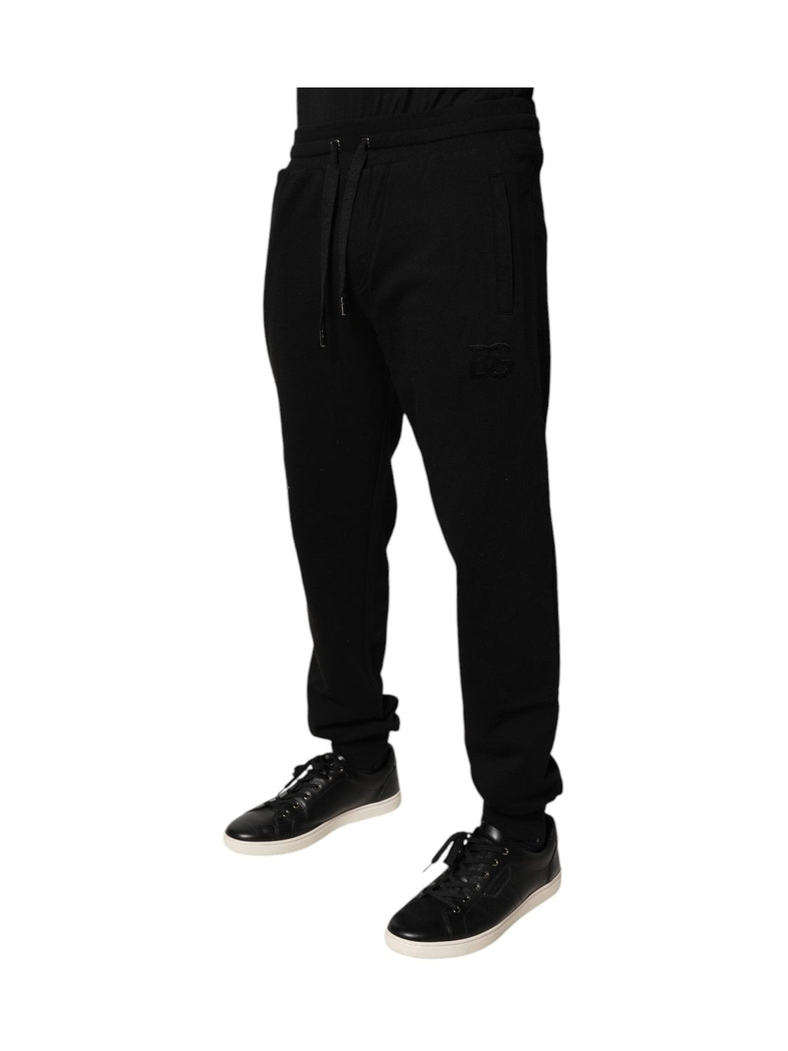 Dolce & Gabbana Black Cotton Mid Waist Jogger Sweatpants Pants