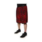 Dolce & Gabbana Red Leopard Print Viscose Bermuda Shorts
