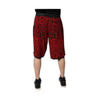 Dolce & Gabbana Red Leopard Print Viscose Bermuda Shorts