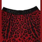 Dolce & Gabbana Red Leopard Print Viscose Bermuda Shorts