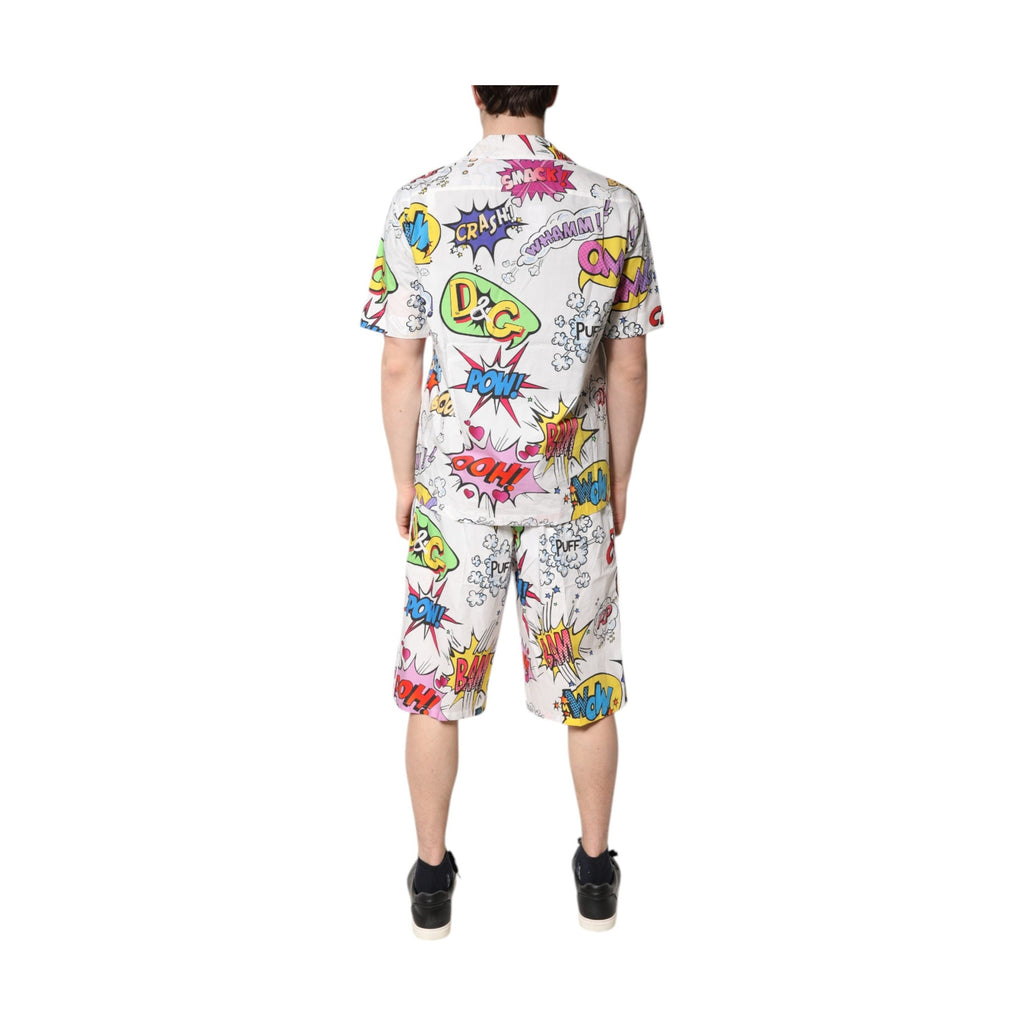 Dolce & Gabbana White Cartoon Print Cotton Men Pajama Set Sleepwear