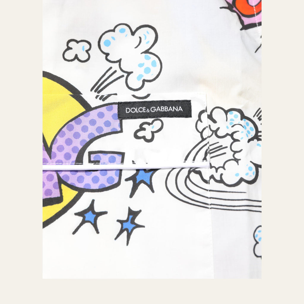 Dolce & Gabbana White Cartoon Print Cotton Men Pajama Set Sleepwear