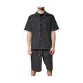 Black White Stripes Cotton Men Pajama Set Sleepwear