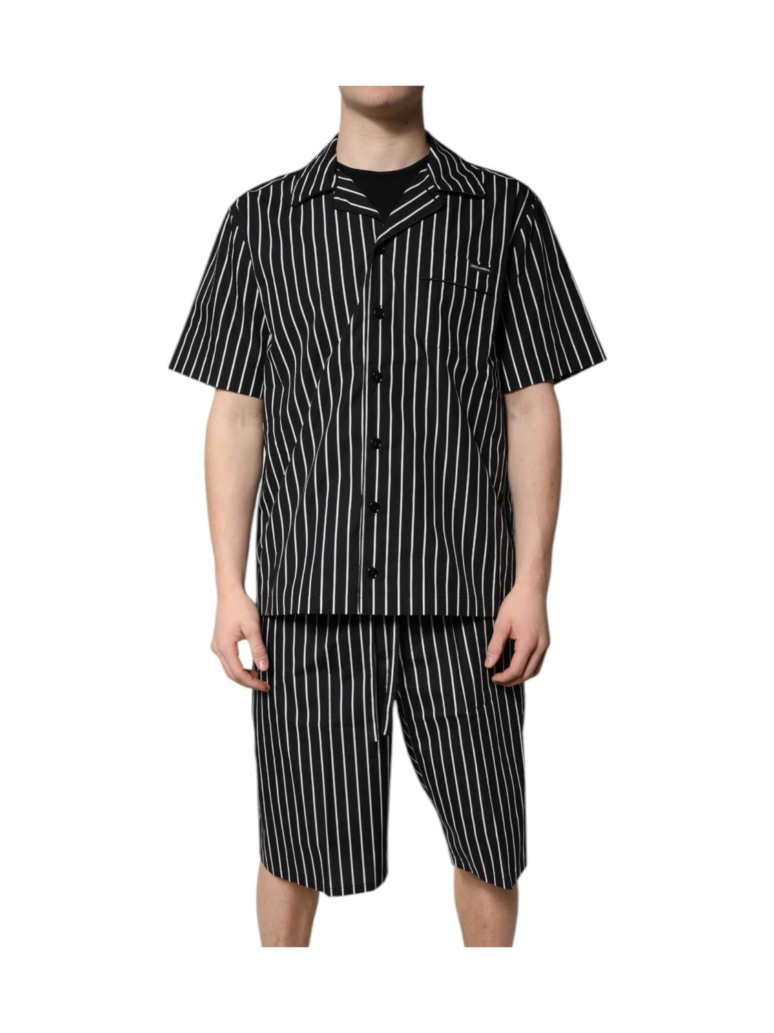 Dolce & Gabbana Black White Stripes Cotton Men Pajama Set Sleepwear