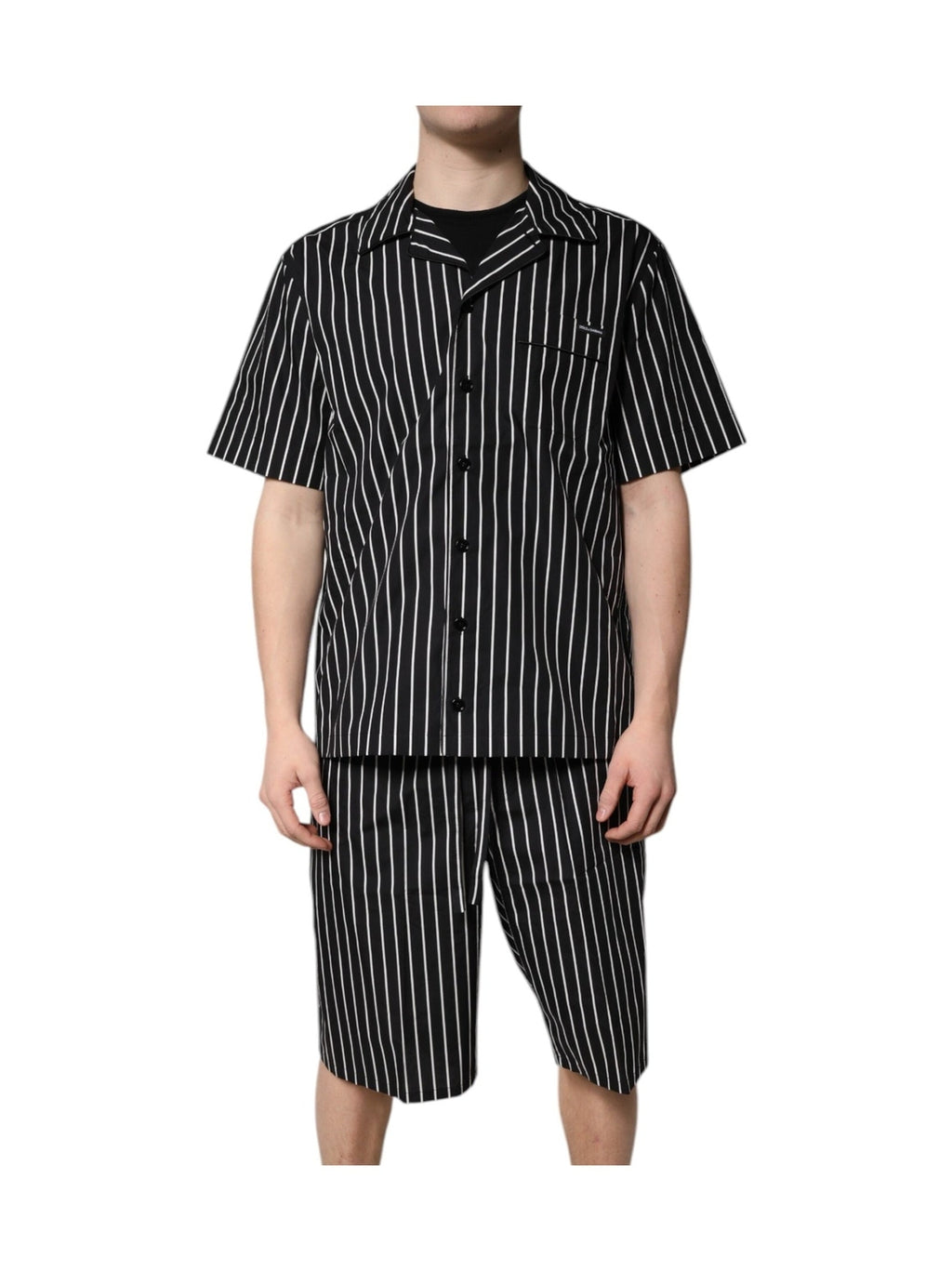 Dolce & Gabbana Black White Stripes Cotton Men Pajama Set Sleepwear