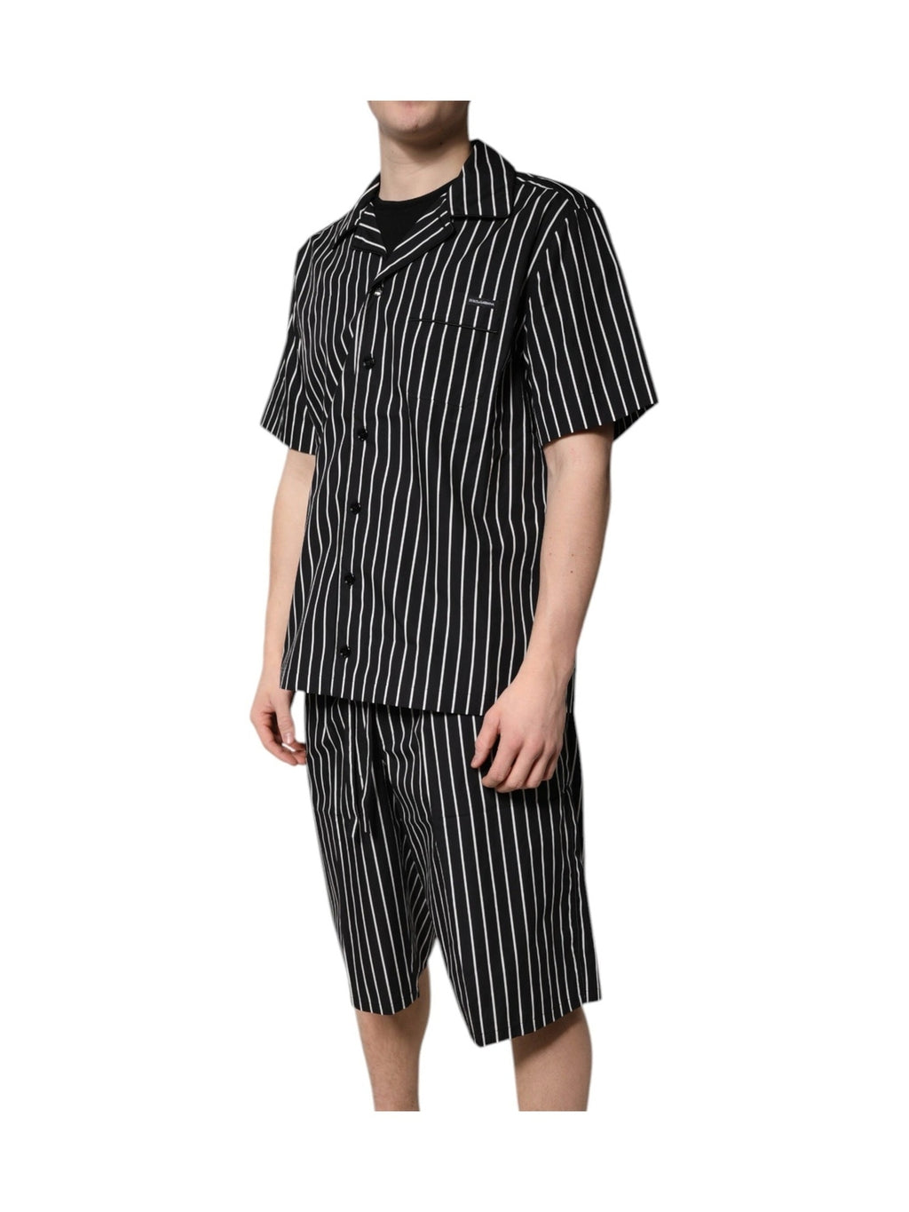 Dolce & Gabbana Black White Stripes Cotton Men Pajama Set Sleepwear