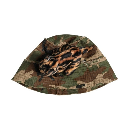 Dolce & Gabbana Multicolor Leopard Embellish Wide Brim Bucket Hat
