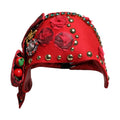 Red Crystal Gold Roses Brooch Embellished Hat