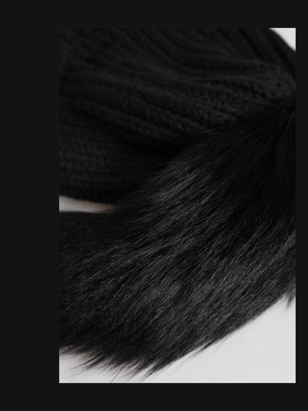 Dolce & Gabbana Black Acrylic Knitted Fur Winter Beanie Hat