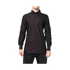 Dolce & Gabbana Maroon Jacquard Cotton GOLD Men Dress Shirt