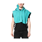 Dolce & Gabbana Green Cotton Hooded Men Sportswear Vest Sweater