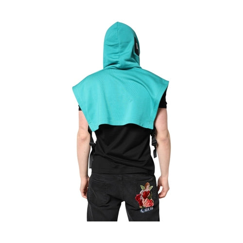 Dolce & Gabbana Green Cotton Hooded Men Sportswear Vest Sweater