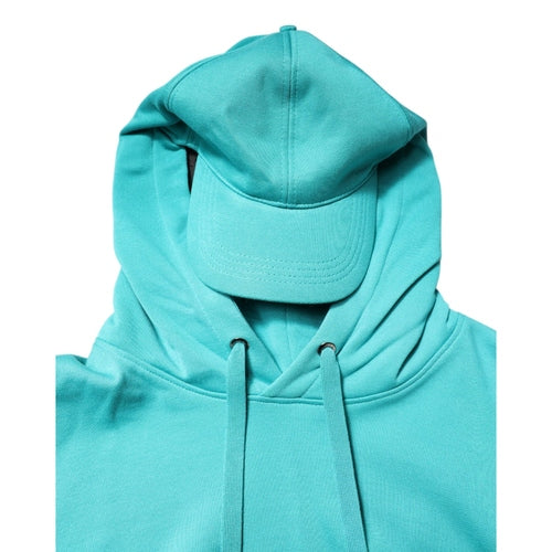 Dolce & Gabbana Green Cotton Hooded Men Sportswear Vest Sweater