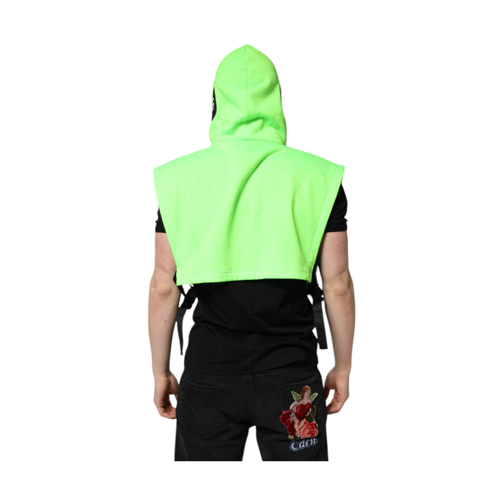 Dolce & Gabbana Green Polyester Hooded Sportswear Vest Sweater