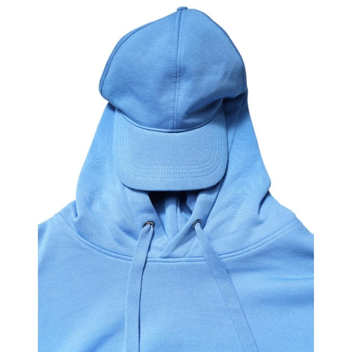 Dolce & Gabbana Blue Cotton Hooded Men Sportswear Vest Sweater