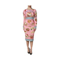 Dolce & Gabbana Pink Pastry Print Bodycon Sheath Midi Dress