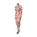 Dolce & Gabbana Pink Pastry Print Bodycon Sheath Midi Dress