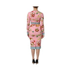 Dolce & Gabbana Pink Pastry Print Bodycon Sheath Midi Dress
