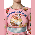 Dolce & Gabbana Pink Pastry Print Bodycon Sheath Midi Dress