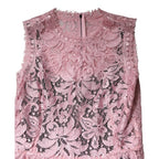 Dolce & Gabbana Pink Floral Lace Sleeveless Sheath Dress