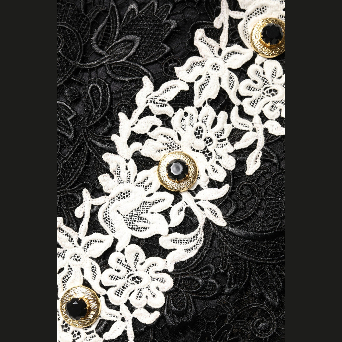 Black Floral Lace Embellished Mini Dress