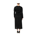 Dolce & Gabbana Black Wool Long Sleeves Sheath Midi Dress