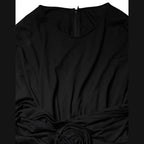 Dolce & Gabbana Black Wool Long Sleeves Sheath Midi Dress